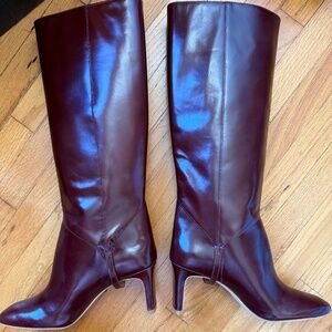 Reformation Gaelle Knee Boot Ruby Burgundy Leather Size 9